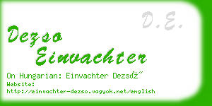 dezso einvachter business card